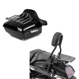 Set: Topcase King OLR für Harley Dyna Fat Bob schwarz Craftride + Sissybar Harley Davidson Dyna Fat Bob 10-17 Craftride Fast Driver-M inkl. Gepäckträger schwarz_1