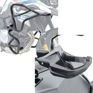 Sett: Crash bar XL sett egnet for BMW F 850 GS / F 750 GS 18-23 topp og bunn crash bars + håndbeskyttere egnet for BMW F 750 GS 18-23 håndbeskyttelse Motoguard XG4