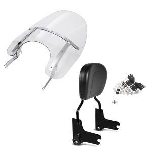 Sett: Frontrute egnet for Harley Davidson Road King / Classic/ Special 93-23 Craftride flyttbar + Sissy bar egnet for Harley Davidson Road King 97-08 Craftride Fast Driver-M svart