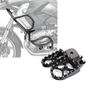 Sett: Crash bar sett L2 egnet for BMW R 1200 GS 08-12 topp og bunn crash bars + fotstøtter egnet for BMW R 1200 GS Xdure FF6 aluminium 57mm svart