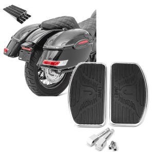 Sett: Motorsykkel sidekasse sett Craftride Delaware 33 liter hver høyre og venstre inkl. holdesett i svart + universelle løpebrett passasjerfotstøtter bak egnet for cruiser og chopper Craftride FB3.