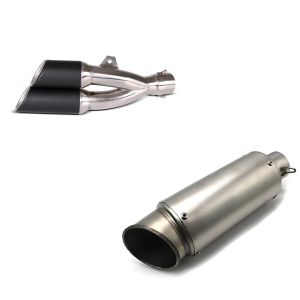 Sett: Zaddox eksos Suzuki Bandit 1200 / S bakre lyddemper tvilling svart + eksos Pace egnet for Suzuki Bandit 1250 / 1200 / S lyddemper rustfritt stål titan