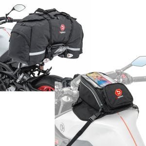 Sett: hale bag motorsykkel Bagtecs SX80 pillion bag svart 70Ltr + tankbag egnet for BMW F 750 / 700 / 650 GS Bagtecs MR4 9Ltr