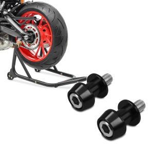 Sett: ConStands base bakhjul paddock stativ svart matt + motorsykkel prisme socket racing adapter Motea Assen M8 svart