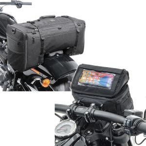 Sett: Motorsykkel hale bag Craftride SQ1 pillion bag egnet for choppere og cruisere + motorsykkel styre bag egnet for choppere og cruisere mobiltelefonholder navigasjonsholder Craftride LB2