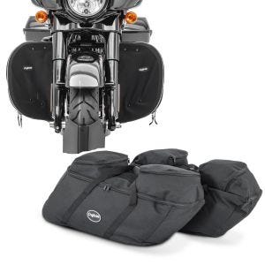 Sett: Crash bar sprutbeskyttelse egnet for Harley Davidson Touring 80-23 benvarmere Craftride + etui innervesker egnet for Harley Davidson Street Glide / Special Craftride SP4