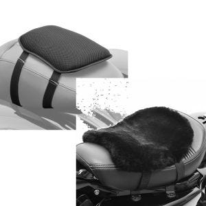 Sett: Motorsykkel gel setepute Tourtecs S komfortpute universal i svart + lammeskinn setepute Tourtecs CA910 32 x 27 cm