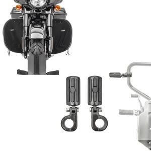 Sett: Motorsykkel crash bar fotstøtter Craftride CF15 for 32mm i svart + crash bar sprutbeskyttelse egnet for Harley Davidson Touring 80-24 benvarmere Craftride
