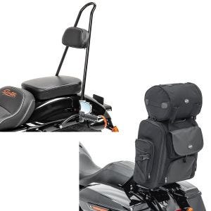 Sett: Sissy bar Tall passer for Harley Davidson Sportster 04-20 Craftride svart + motorsykkel sissy bar bag Craftride SXL halebag med bagasjerull i svart