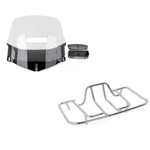 Sett: Frontrute egnet for Honda Goldwing GL 1800 01-16 med ventilasjonsgitter klar Craftride + Bagasjehylle egnet for Honda Goldwing GL 1800 01-16 krom Craftride
