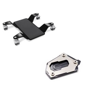 Manøvreringshjelp for hovedstativ ConStands Easy Mover II opptil 320 kg i sort + sidestativ fotforlengelse egnet for BMW R 1250 GS / Adventure 19-24 sidestativ platestøtteforlengelse Motoguard SE1