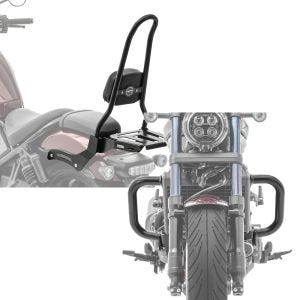 Sett: Sissy bar XL3 egnet for Honda Rebel 1100 CMX 21-24 med bagasjeholder svart Craftride + crash bar egnet for Honda Rebel 1100 CMX 21-24 motorbeskyttelsesstang Craftride PM3