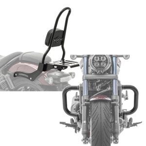 Sett: Sissy bar L3 egnet for Honda Rebel 1100 CMX 21-24 med bagasjeholder svart Craftride + crash bar egnet for Honda Rebel 1100 CMX 21-24 motorbeskyttelsesstang Craftride PM3