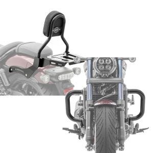 Sett: Sissy bar CL3 egnet for Honda Rebel 1100 CMX 21-24 med bagasjeholder svart Craftride + crash bar egnet for Honda Rebel 1100 CMX 21-24 motorbeskyttelsesstang Craftride PM3