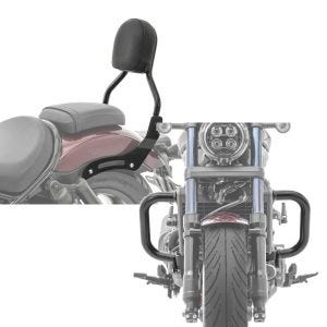 Sett: Sissy bar CL3 egnet for Honda Rebel 1100 CMX 21-24 svart Craftride + crash bar egnet for Honda Rebel 1100 CMX 21-24 motorbeskyttelsesstang Craftride PM3