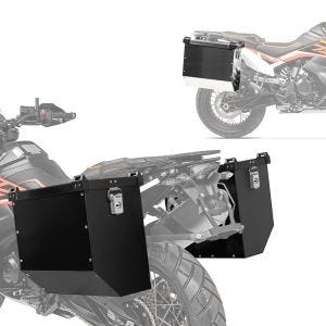 2x motorsykkel aluminium kofferter Bagtecs Atlas 36Ltr aluminium side kofferter svart økonomi sett