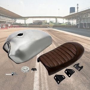 Cafe Racer Tank VT3 egnet for Vintage Scrambler Retro motorsykkelkonverteringer umalt + setebrunt
