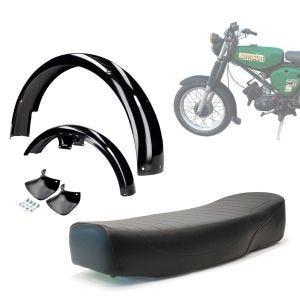 Sett med sete + skjerm med skvettlapp som passer til Simson S50 S51 S70 Craftride