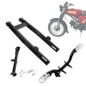 Sett med fotstøtteholdere med knagger og sidestativ + bokssvingarm som passer til Simson S50 S51 S53 S70 Craftride