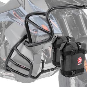 Sett med kollisjonsbøyler + vesker egnet for KTM 890 Adventure / R 21-22 beskyttelsesbøyler topp bunn Motoguard svart