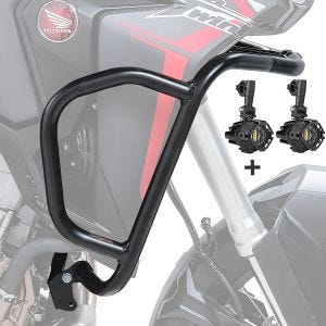 Set Verkleidungsschutzbügel + Scheinwerfer für Honda Africa Twin 1100 20-21 Motoguard schwarz_1