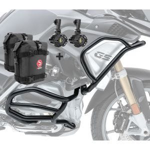 Set Sturzbügel oben unten + Scheinwerfer XL4 für BMW R 1250 GS 19-20 + Taschen Motoguard schwarz_1