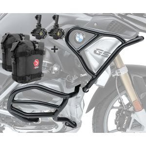 Set Sturzbügel oben unten + Scheinwerfer XL8 für BMW R 1250 GS 19-20 + Taschen Motoguard schwarz_1