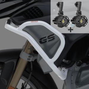 Set Verkleidungsschutzbügel + Scheinwerfer L für BMW R 1250 GS 19-21 silber Motoguard_1