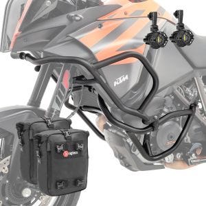 Set Sturzbügel oben unten + Scheinwerfer für KTM 1190 Adventure/ R 13-16 + Taschen Motoguard schwarz CB4_1