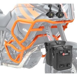 Set Sturzbügel oben unten + Scheinwerfer für KTM 1090 Adventure/ R 17-19 + Taschen Motoguard orange CB4_1