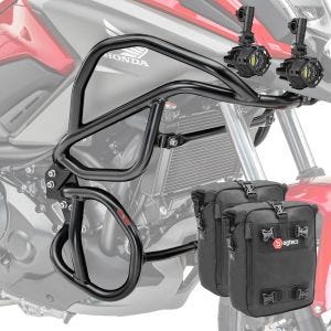 Set Sturzbügel oben unten + Scheinwerfer für Honda NC 750 X / 700 X 12-20 + Taschen Motoguard schwarz CB4_1