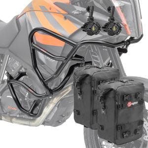 Set Sturzbügel oben unten XL + Scheinwerfer für KTM 1190 Adventure/ R 13-16 + Taschen Motoguard schwarz CB8_1