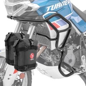 Sett med kollisjonsbøyler + vesker egnet for Aprilia Tuareg 660 22-24 beskyttelsesbøyler topp bunn Motoguard svart