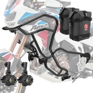 Sett med håndtak + ekstra frontlykter + håndtak bag egnet for Honda Africa Twin 1000 CRF 16-19 Motoguard KT21