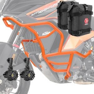 Sett med håndtak + ekstra frontlykter + håndtak bag egnet for KTM 1290 Super Adventure S / R 21-24 Motoguard KT26 oransje