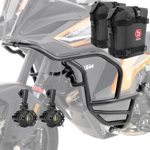Sett med håndtak + ekstra frontlykter + håndtak bag egnet for KTM 1290 Super Adventure S / R 21-24 Motoguard KT33 svart