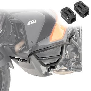 Sett med kollisjonsbøyler + beskytter egnet for KTM 1290 Super Adventure R / S 21-24 motor crash bar X21 svart