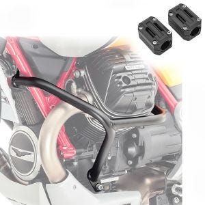 Sett med kollisjonsbøyler + beskytter egnet for Moto Guzzi V85 TT 19-24 motorbeskyttelse Motoguard SG31