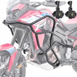 Sett med kollisjonsbøyler + ekstra lys egnet for Honda Africa Twin 1100 CRF 2024 tåkelys Motoguard KT22