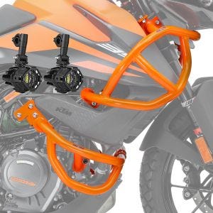 Sett med kollisjonsbøyler + ekstra frontlykter egnet for KTM 390 Adventure 20-24 tåkelys Motoguard oransje