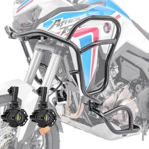 Sett med kollisjonsbøyler + ekstra lys egnet for Honda Africa Twin CRF 1100 L 2024 tåkelys Motoguard SG68