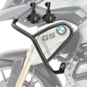 Sett med øvre kollisjonsbøyler + ekstra frontlykter egnet for BMW R 1200 GS 13-16 tåkelys Motoguard