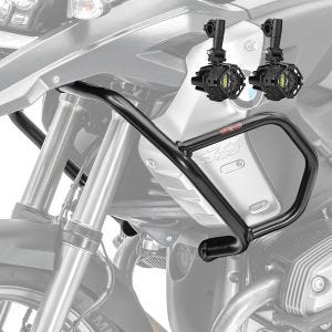 Sett med øvre kollisjonsbøyler + ekstra frontlykter L egnet for BMW R 1200 GS 08-12 tåkelys Motoguard