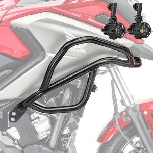 Sett med øvre kollisjonsbøyler + ekstra frontlykter L egnet for Honda NC 750 X / 700 X 12-20 Motoguard tåkelys