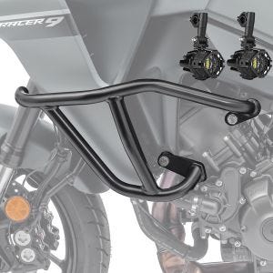 Sett med øvre kollisjonsbøyler + ekstra frontlykter egnet for Yamaha Tracer 9 / GT 21-24 motorbeskyttelsesstenger Motoguard TK9