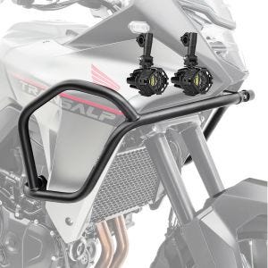 Sett med øvre kollisjonsbøyler + ekstra frontlykter egnet for Honda Transalp XL 750 23-24 tåkelys Motoguard HG12 svart