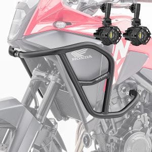 Sett med øvre kollisjonsbøyler + ekstra frontlykter egnet for Honda NX 500 2024 tåkelys HG44 Motoguard svart