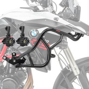 Sett med øvre kollisjonsbøyler + ekstra frontlykter egnet for BMW F 800 GS 08-12 tåkelys HG45 Motoguard