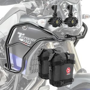 Sett med styrbøyler + ekstra frontlykter + håndtakbag XL egnet for Yamaha Tenere 700 19-24 Motoguard
