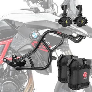 Sett med håndtak + ekstra frontlykter + håndtakbag L egnet for BMW F 800 GS 13-17 Motoguard